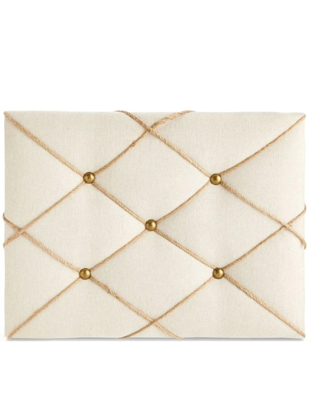 Farmlyn Creek NWT Button Tufted Canvas Bulletin Board Jute Detail Cream/Natural